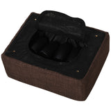 easycomfort easycomfort pouf poggiapiedi in tessuto effetto lino imbottito 40x30x24cm marrone scuro