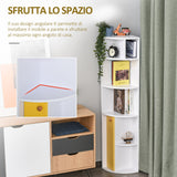easycomfort easycomfort scaffale angolare da parete in legno bianco mobile libreria con 5 ripiani e armadietto giallo design moderno 29 8x29 9x147cm ean 8054144132952