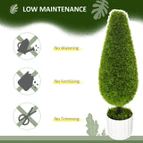 easycomfort easycomfort set 2 piante finte di cipresso con vasi 12x16 cm muschio e cemento in pe e plastica verde e bianco