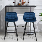 easycomfort easycomfort set 2 sgabelli alti da bar nordico con schienale curvato ergonomico e poggiapiedi sedie imbottite per salotto e cucina blu ean 8055776912233