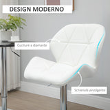 easycomfort easycomfort set 2 sgabelli da bar con altezza regolabile base in metallo e seduta in pelle pu sgabelli con schienale e poggiapiedi 51 5x57 5x93 114 5cm bianco