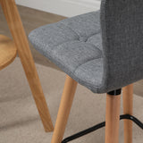 easycomfort easycomfort set 2 sgabelli da bar con schienale e poggiapiedi seduta imbottita in tessuto e gambe in legno 41 5x47x97 5 grigio