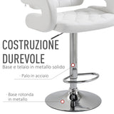 easycomfort easycomfort sgabello da bar alto con schienale e braccioli sgabello da cucina moderno girevole con altezza regolabile e poggiapiedi in finta pelle 61x50x94 114cm bianco ean 8054144130910