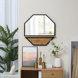 easycomfort easycomfort specchio da parete ottagonale in metallo con mensola in legno 61x61cm nero