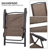 easycomfort easycomfort tavolino con 2 sedie set mobili 3pz pieghevole regolabile esterno textilene marrone