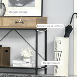 easycomfort easycomfort tavolo consolle stile vintage in metallo e legno con 2 cassetti e mensola 100x35x76 5cm marrone