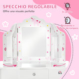 easycomfort easycomfort toeletta per bambini con sgabello tavolo trucco con triplo specchio e cassetto 63x40x85 5cm bianco