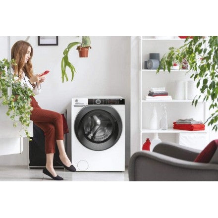 lavatrice a carico frontale hoover h wash 500 13 kg hwe 413ambs 1 s classe a a___ a85xp67xl60 1400 giri ecopower  vapore  wifi  bluetooth