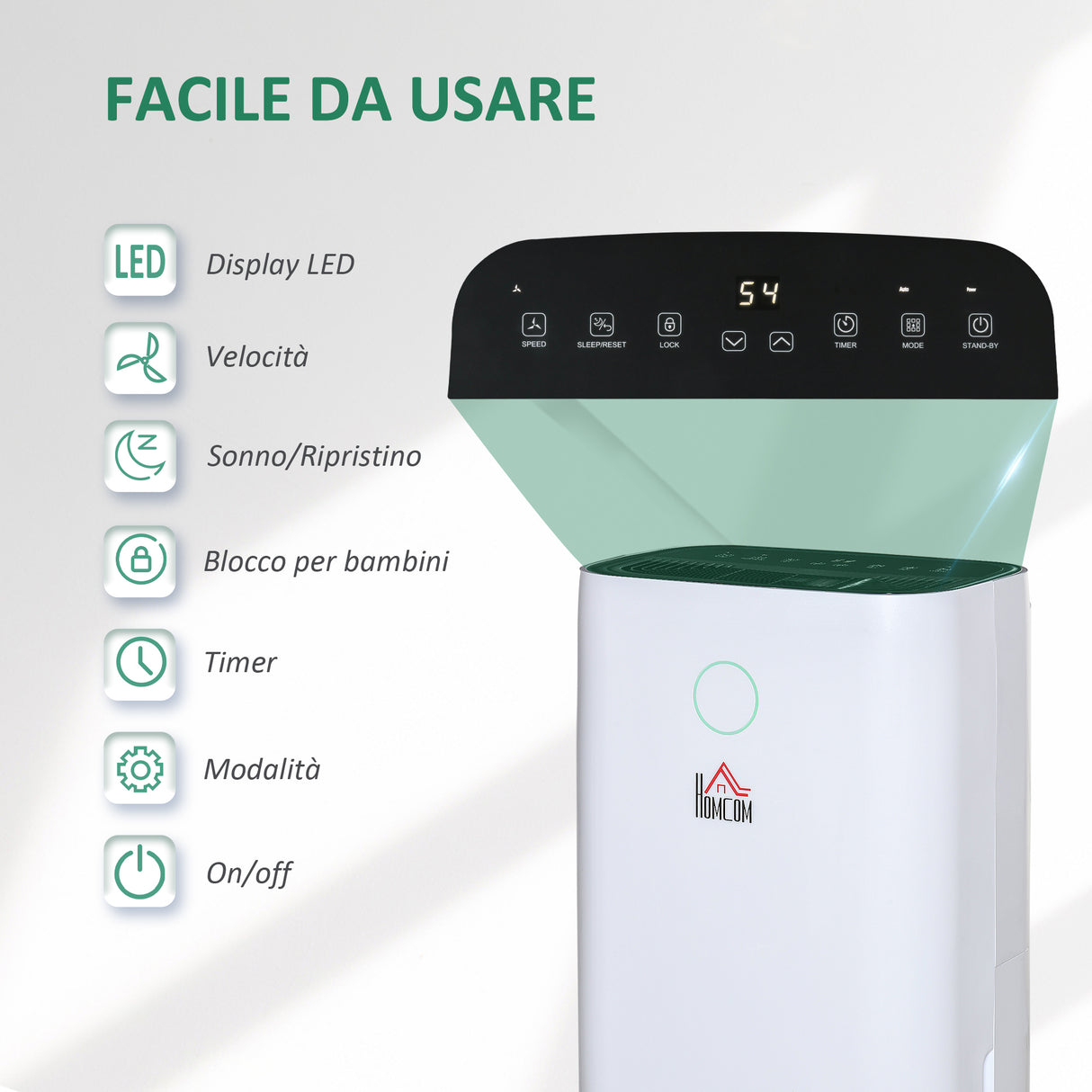 easycomfort deumidificatore da 25l 3 modalita e 2 velocita timer 24h design silenzioso 33.5x23x57cm bianco