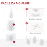 easycomfort easycomfort albero di natale artificiale 180 cm con rami realistici albero di natale alto e stretto con base in plastica bianco