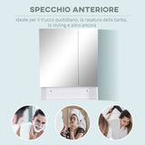 easycomfort easycomfort armadietto a specchio rettangolare montato a parete con credenze e ripiano regolabile in mdf e vetro 60x15x75cm bianco