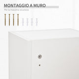easycomfort easycomfort armadietto medicinali a muro con serratura 5 ripiani e mensole regolabili in legno e vetro bianco 30x20x70cm