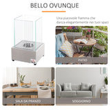 easycomfort easycomfort camino a bioetanolo da tavolo con bruciatore da 0 4l biocamino in acciaio e vetro per interni ed esterni 20x20x33cm argento