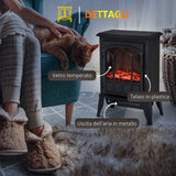 easycomfort easycomfort camino da terra elettrico potenza 1000w 2000w con effetto fiamma luminosita regolabile ferro e vetro 392356 5cm ean 8054144130767