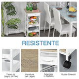 easycomfort easycomfort carrello da cucina salvaspazio in legno di pino e mdf carrello portaoggetti con cassetto cestello 2 vassoi e 4 ruote universale 37x37x82cm bianco ean 8054111844161