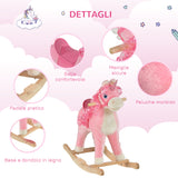 easycomfort easycomfort cavallo a dondolo per bambini 36 72 mesi unicorno a dondolo con suoni in legno e peluche rosa 74x33x62cm