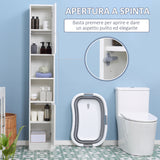 easycomfort easycomfort colonna bagno salvaspazio in legno con specchio e apertura a pressione 30x28x170cm bianco