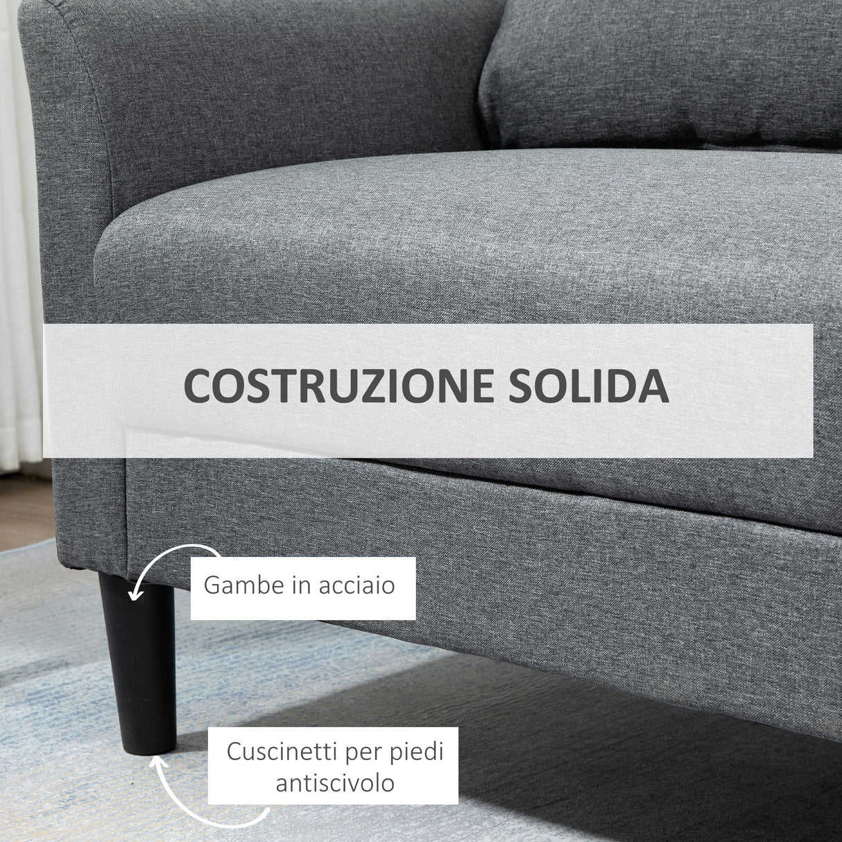 easycomfort easycomfort divano 3 posti economico per casa e ufficio con 4 gambe in metallo divano con braccioli imbottiti tessuto effetto lino grigio