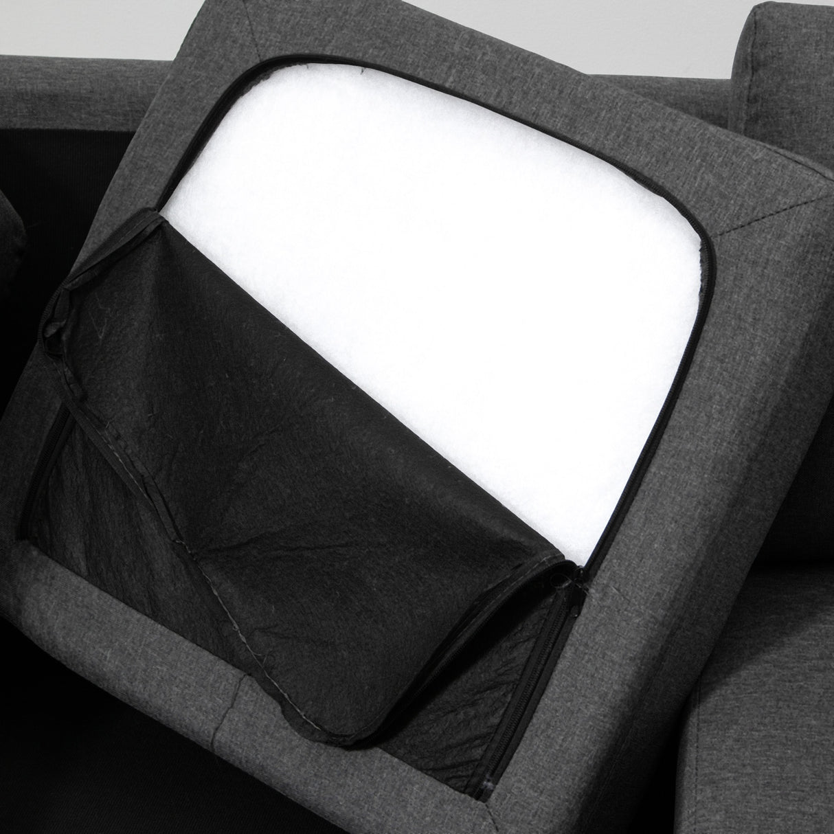 easycomfort easycomfort divano a 3 posti con poggiapiedi e cuscini in tessuto di lino grigio scuro 195 x 81 x 86cm ean 8055776915630