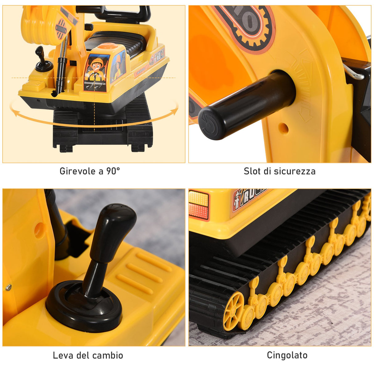 easycomfort easycomfort escavatore ruspa giocattolo cavalcabile per bambini max 30 kg con schienale braccio mobile e vano contenitore 78x24x58 5cm