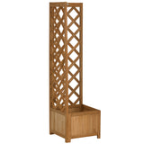 easycomfort easycomfort fioriera da giardino in legno di abete marrone con grigliato per rampicanti e decorazioni 40x40x145 cm