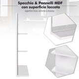 easycomfort easycomfort mobiletto pensile bagno 60 x 10 x 48cm con specchio e 3 ripiani armadietto a parete in mdf bianco ean 8054111841351