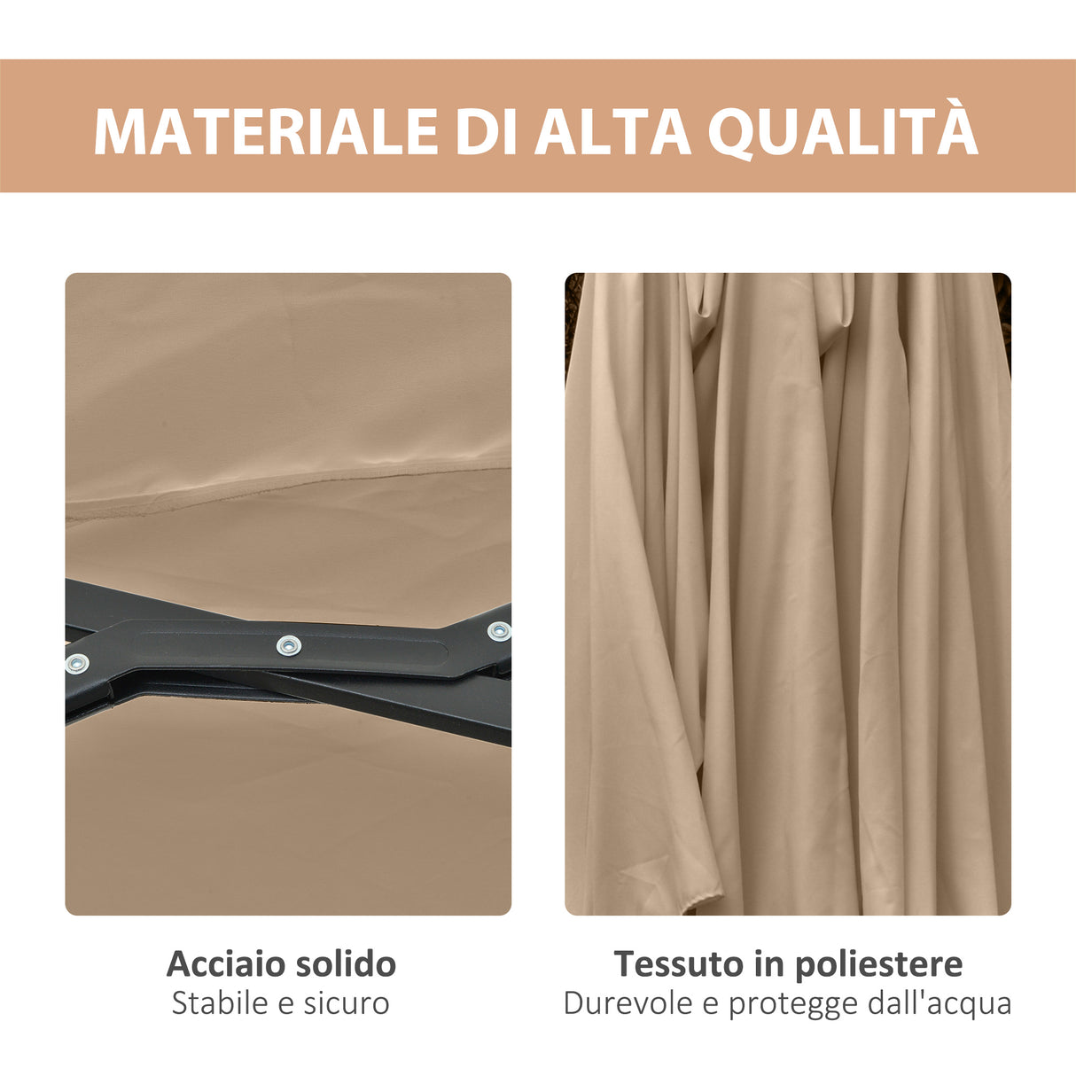 easycomfort easycomfort ombrellone da giardino doppio 4 5m con 48 luci led e manovella cachi