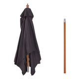 easycomfort easycomfort ombrellone da giardino inclinabile 2x1 5 m con 6 stecche e palo in legno di abete grigio scuro