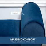 easycomfort easycomfort panca contenitore imbottita per interno in tessuto vellutato con braccioli 118x42x66cm blu