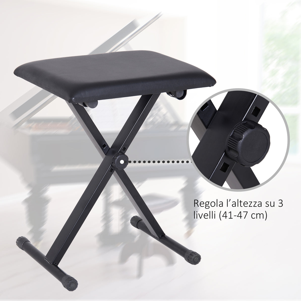 easycomfort easycomfort panca per pianoforte imbottita altezza regolabile pieghevole antiscivolo nero 39x29x47cm ean 8054111840583