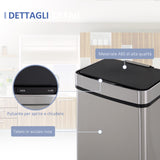easycomfort easycomfort pattumiera 72l a 3 scomparti con sensore infrarossi e apertura automatica in acciaio e abs 42x30x81 cm