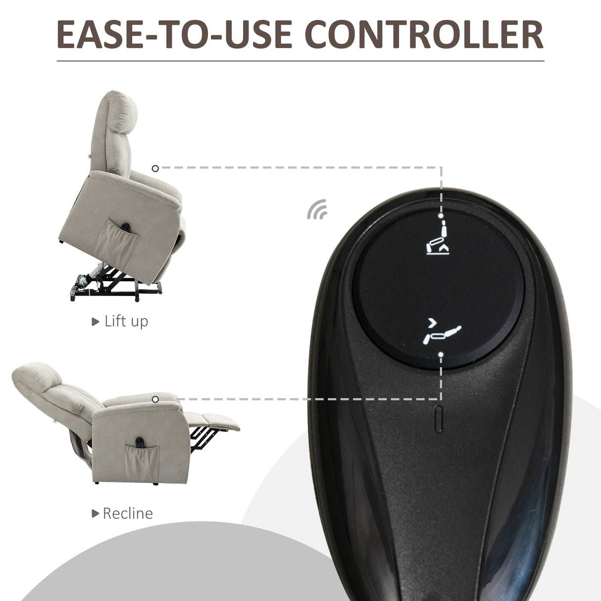 easycomfort easycomfort poltrona alzapersona reclinabile 150 max con telecomando e poggiapiedi 75x93x110 cm grigio