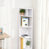easycomfort easycomfort scaffale angolare da parete in legno bianco mobile libreria con 5 ripiani e armadietto giallo design moderno 29 8x29 9x147cm ean 8054144132952
