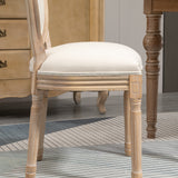 easycomfort easycomfort set 2 sedie imbottite da pranzo sedie per soggiorno stile vintage retro in legno e tessuto effetto lino bianco panna 49x56x96cm