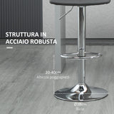 easycomfort easycomfort set 2 sgabelli da bar girevoli in similpelle con schienale e poggiapiedi 42x45x89 110cm grigio