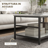 easycomfort easycomfort set 2 tavolini da caffe a 2 livelli in truciolato e acciaio con piano dappoggio effetto marmo bianco e nero