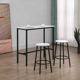 easycomfort easycomfort set 3 pezzi con tavolo rettangolare e 2 sgabelli da bar in truciolato mdf e acciaio bianco e nero