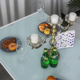 easycomfort easycomfort set 5 pezzi con 1 tavolo e 4 sedie per cucina o sala da pranzo in finta pelle metallo e vetro temperato bianco