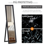 easycomfort easycomfort specchio da terra e parete con supporto richiudibile e cornice in mdf 37x48x152cm nero