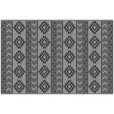 easycomfort easycomfort tappeto moderno per esterni nero e grigio in pp con design reversibile e pieghevole 182x274 cm