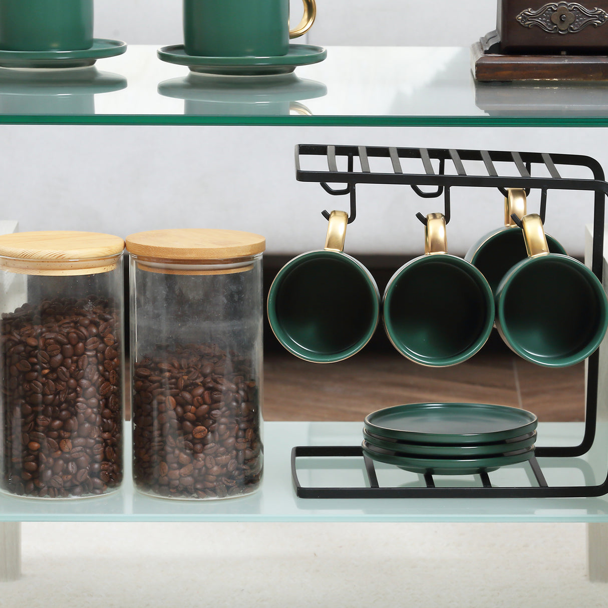 easycomfort easycomfort tavolino da caffe moderno a 2 livelli in vetro e legno 90x50x42cm bianco