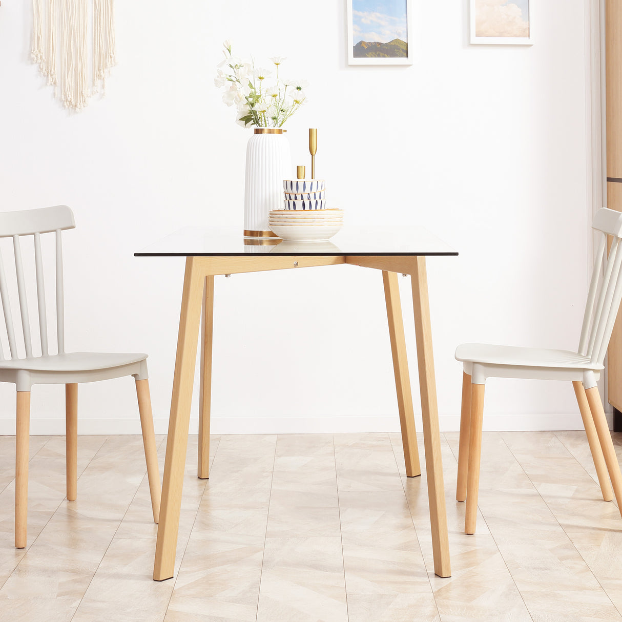 easycomfort easycomfort tavolo da pranzo rettangolare per 4 persone max in acciaio con piano in vetro temperato 120x60x76 cm