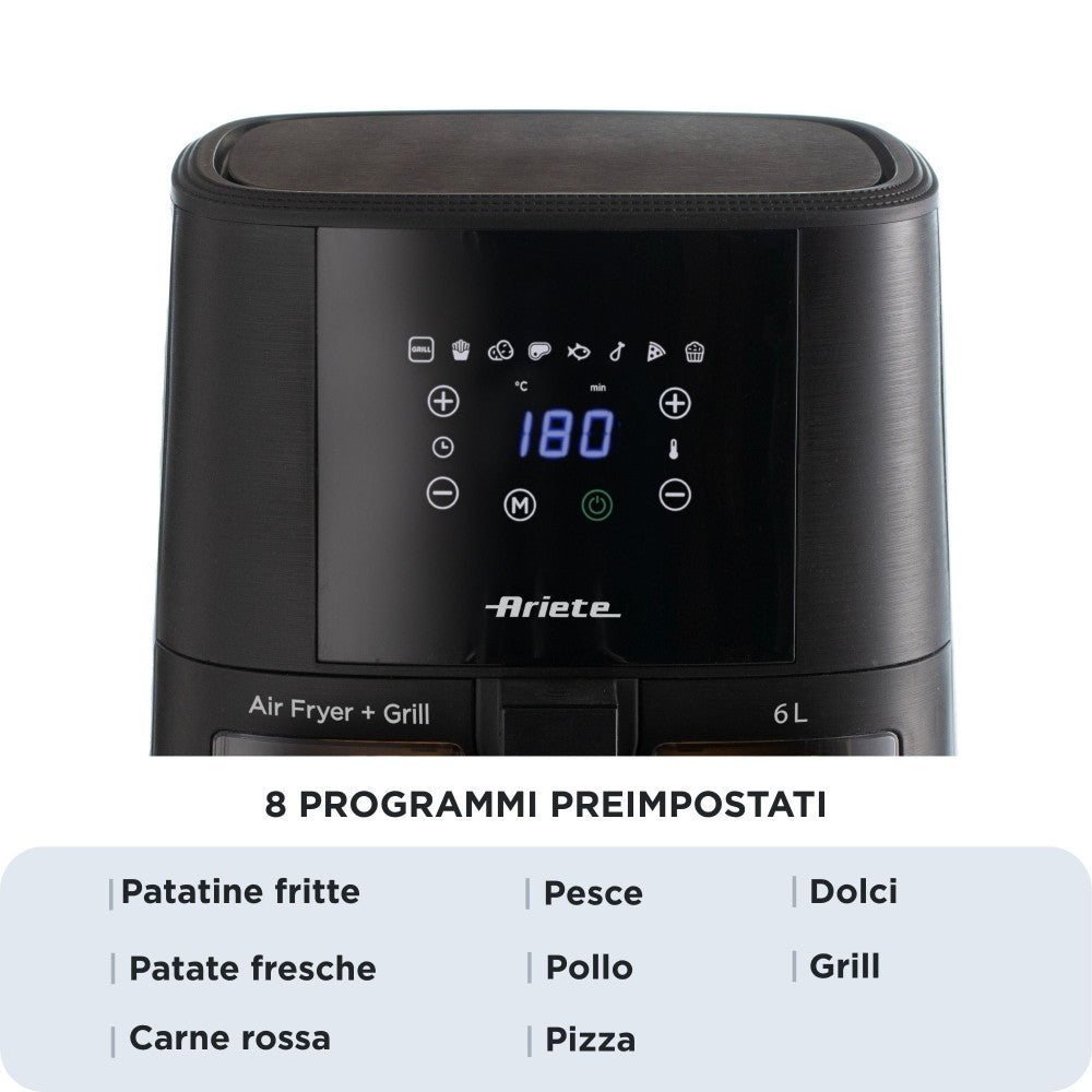 ariete friggitrice ad aria ariete 6 litri nera cestello trasparente ean 8003705121355