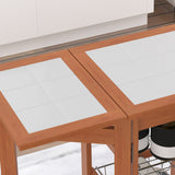 easycomfort easycomfort carrello da cucina con piano in mattonella servizio ausiliare legno metallo cromato 6 ruote cassetto ean 8054144131139