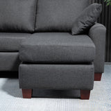 easycomfort easycomfort divano a 3 posti con poggiapiedi e cuscini in tessuto di lino grigio scuro 195 x 81 x 86cm ean 8055776915630