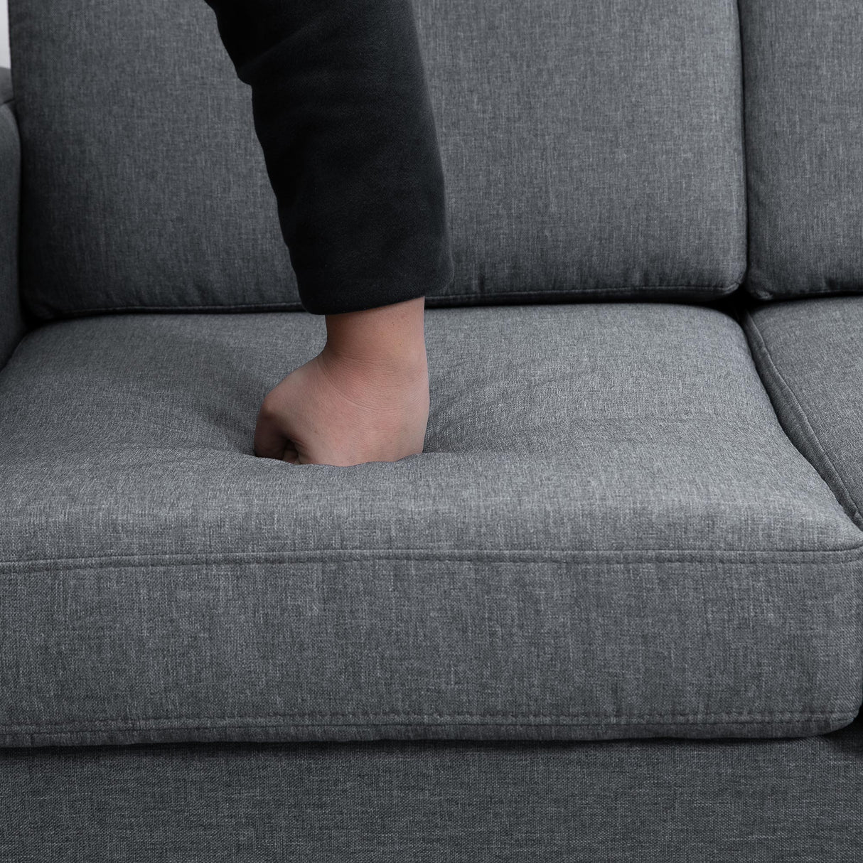 easycomfort easycomfort divano a 3 posti relax salotto con cuscini 200 82 78cm tessuto di lino grigio