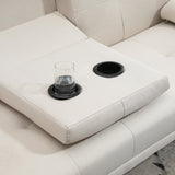 easycomfort easycomfort divano letto 3 posti reclinabile con rivestimento effetto lino e tavolino a ribalta beige