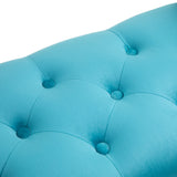 easycomfort easycomfort panca fondoletto in stile vintage struttura in legno e seduta imbottita stile chesterfield azzurra 117 x 40 x 58cm ean 8055776914985