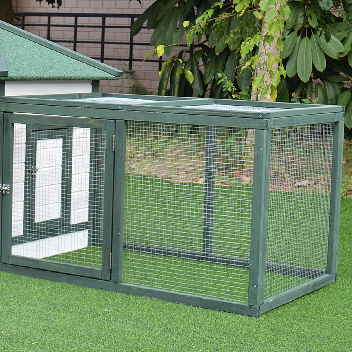 easycomfort easycomfort pollaio da giardino prefabbricato in legno 196x76x97cm bianco e verde