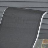 easycomfort easycomfort set 2 sdraio da giardino e tavolino con vetro lettino prendisole con tessuto traspirante 59 x 169 x 66cm nero grigio ean 8054144134192